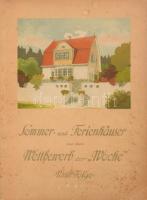Sommer- und Ferienhäuser aus dem Wettbewerb des Woche. Berlin, 1907, Verlag Auugust Scherl. Kiadói félvászon kötés, kötéstáblán törésnyom, kopottas állapotban.