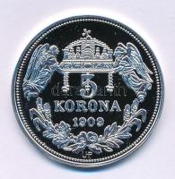 DN "Királyi koronák / 1909. 5K - IV. István" Ag emlékérem tanúsítvánnyal (20g/0.999/38,61m...
