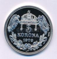 DN "Királyi koronák / 1909. 5K - IV. László" Ag emlékérem tanúsítvánnyal (20g/0.999/38,61mm) T:PP pici patina