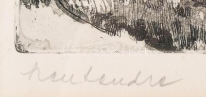 Doór Ferenc (1918-2015): Szentendre. Rézkarc, papír, jelzett, üvegezett fakeretben, 19,5x29 cm