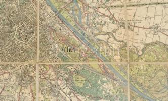 Umgebungkarte von Wien, 1:75 000, kiadja: R. Lechner, vászontérkép, 60×52 cm