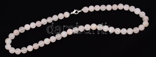 Rózsakvarc nyaklánc, 43 cm, d: 7 mm