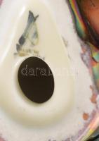 Drasche eozin mázas papagáj, jelzett, kopással, m: 12 cm