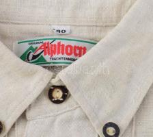 Alphorn len és pamut tiroli ing, csont gombokkal, 40-es méret