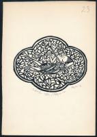 Perei Zoltán (1913-1992): Nepáli fadoboz. Fametszet, papír. Jelzett. 9x12 cm.