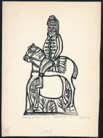 Perei Zoltán (1913-1992): Mézeskalács dúc. Fametszet, papír. Jelzett. 15,5x8,5 cm.