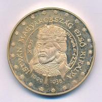 DN "István Magyarország első királya 1000-1038 / Magyar koronázási ékszerek" aranyozott bronz emlékérem (42,5mm) T:UNC, patina (eredetileg PP)
