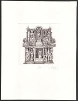 Vén Zoltán (1941- ): Ex libris Gon Jansen, Papa Giulio II. (1503-2003). Rézmetszet, papír, jelzett, ...