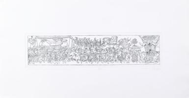 Vén Zoltán (1941- ): Vonulás (cím nélkül). Heliogravűr, papír, jelzett, művészpéldány EA III/XX szám...