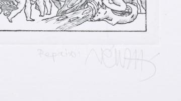 Vén Zoltán (1941- ): Vonulás (cím nélkül). Heliogravűr, papír, jelzett, művészpéldány EA III/XX szám...