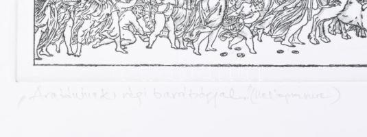 Vén Zoltán (1941- ): Vonulás (cím nélkül). Heliogravűr, papír, jelzett, művészpéldány EA III/XX szám...