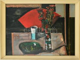 Gerzson Pál (1931-2008): Csendélet. Olaj, farost, jelzett, hátoldalán Képcsarnok Vállalat címkéjével...