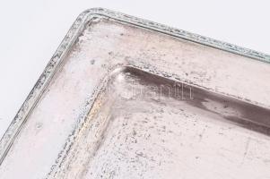 Ezüst (Ag) tálca körbefutó levélmintás peremrésszel, jelzett, 44x18 cm, nettó 726g