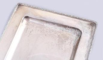 Ezüst (Ag) tálca körbefutó levélmintás peremrésszel, jelzett, 44x18 cm, nettó 726g