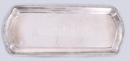 Ezüst (Ag) tálca ismétlődő csillagmintás peremrésszel, 39x17 cm, jelzett, karcokkal, nettó 454g