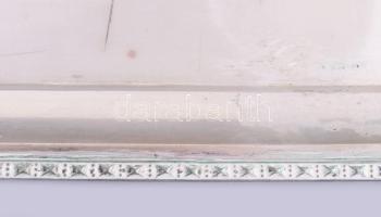 Ezüst (Ag) tálca ismétlődő csillagmintás peremrésszel, 39x17 cm, jelzett, karcokkal, nettó 454g