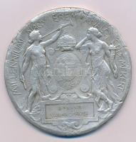 Beck Ö. Fülöp (1873-1945) 1896. "1896-iki Ezredéves Országos Kiállitás / Milleniumi Nagy Érem Kiváló Érdemekért - Hunyad vármegyének" kétoldalas, ezüstözött bronz emlékérem, kapszulában (85mm) T:F több ph. és karcok Hungary 1896. "Medal of the Millenium Exhibition of 1896 / Great Medal of Merit of the Millenium - For Hunyad county" double-sided silver plated bronze commemorative medallion, in capsule Sign.: Fülöp Beck Ötvös (85mm) C:F many edge errors and scratches