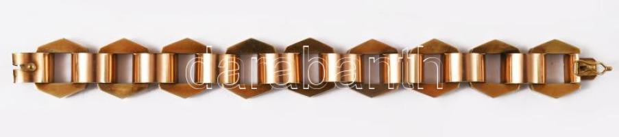 Bicolor arany (Au) karlánc. 14k, jelzett, h: 19,5 cm, Engel Mór ékszerész Pécs feliratos dobozban, n...