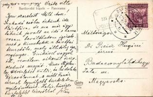 1934 Bártfa, Bártfafürdő, Bardejovské Kúpele, Bardiov, Bardejov; Panorama / látkép. Viktor Neumann k...