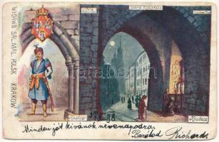 1898 Kraków, Krakau; Brama Floryanska / Florianertor / city gate (r)