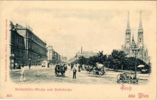 Wien, Vienna, Bécs; Universitäts-Strasse und Votivkirche. C. Ledermann jun. / square, church (EK)