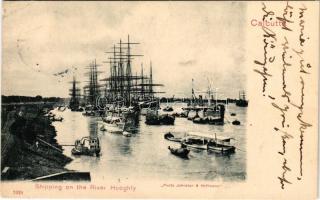 1912 Calcutta, Kolkata; Shipping on the Hooghly, steamships (EK)