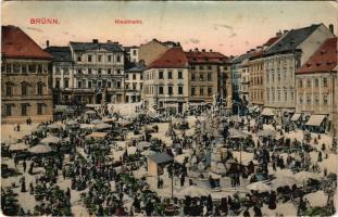 Brno, Brünn; Krautmarkt, Josef Lidl, J. Sinderhauf / market square, shops, town hall (Rb)