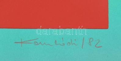 Komlódi jelzéssel: Geometrikus kompozíció (cím nélkül), 1982. Szitanyomat, papír, 62×40,5 cm