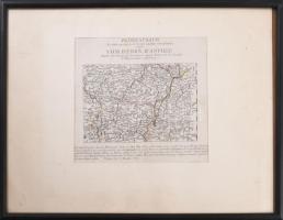 1876 Közép-Európa rézmetszetű térképe. J. B. B. D'Anville térképe nyomán kiadva Troppauban. Rézmetszet, színezett. Próbanyomat. 11x19 cm, 22x18 cm Üvegezett keretben