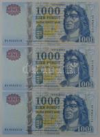 2011. 1000Ft (3x) sorszámkövetők "DA 8562310 - DA 8562312" T:UNC Adamo F55N