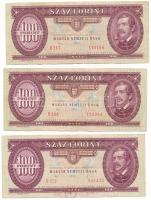 1992. 100Ft (3x, egyiken nyomdai festékfoltok) T:F Adamo F38