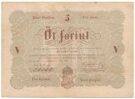 1848. 5Ft barna nyomat "CR:x, 20399" "Kossuth bankó" T:F Adamo G109A