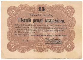 1849. 15kr "Kossuth bankó" T:F, kis beszakadás Adamo G102
