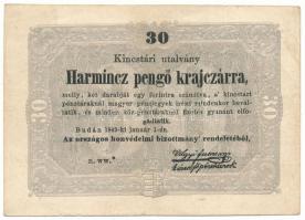 1849. 30kr "Kossuth bankó" T:F Adamo G103