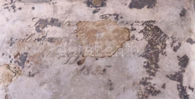 Ezüst (Ag) cukordoboz. 1844, Pesth, 13 latos, mesterjeggyel, tetején tulajdonosi megjelöléssel, kulc...