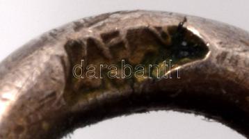 Antik aranyozott ezüst (Ag) lepke alakú bross, türkiz, gránát és gyöngyház berakásokkal. Jelzett, 4x...