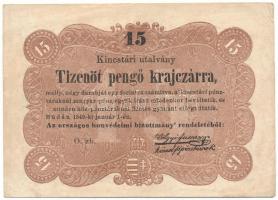 1849. 15kr "Kossuth bankó" T:F
Adamo G102