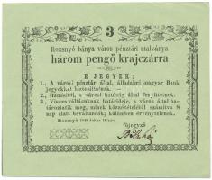 1849. Rozsnyó 1849. július 16. 3kr "Rozsnyó bánya város pénztári utalványa" T:F, szép papír Adamo ROZ-1.2