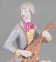 Hollóházi Lantosfiú. Jelzett, kézzel festett, hibátlan, m: 22,5 cm