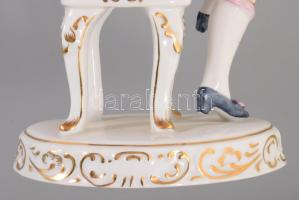 Hollóházi Lantosfiú. Jelzett, kézzel festett, hibátlan, m: 22,5 cm