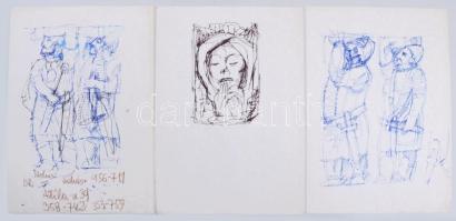 cca 1940- 1980 Varga Mátyás (1910-2002) grafikus díszlettervező által készített színpadkép tervek, vázlatok, jelmez rajzok, munkájával kapcsolatos kiállítási katalógusok, újságcikkel, összesen kb 65 db