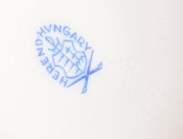 Herendi váza, plasztikus virág díszítményekkel, jelzett, szirmokon sérüléssel, m: 12 cm