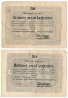 1849. 30kr "Kossuth bankó" (2x) T:F-VG Adamo G103