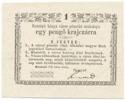 1849 Rozsnyó 1849. július 16. 1kr "Rozsnyó bánya város pénztári utalványa" T:AU Adamo ROZ-1.1