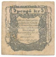 1849. Komárom 5kr 2mm-es betűk T:F, foltos Hungary / Komárom 1849. 5 Krajczár 2mm wide letters C:F, spotted Adamo KOM-3.1