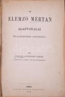 Corzan Avendano Gábor: Az elemző mértan alapvonalai sík alakzatokra alkalmazva. Pest, 1863, Pfeiffer Ferdinánd. Egészvászon kötés, kopottas állapotban.