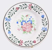 cca 1900, Rózsamintás falitál, kis kopással, d: 14,5 cm