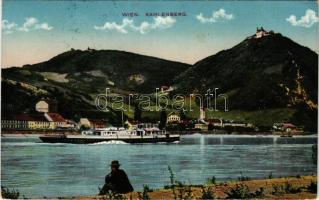 1913 Wien, Vienna, Bécs; Kahlenberg, DDSG "BROOD" paddle steamer tug, steamship (EK)