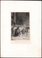 Mose Bianchi (1840?1904): Milanói templom belseje. Rézkarc, papír, jelzett a karcon. Az 1884-ben megjelent Életképek. Jelenkori művészek találkozója. Husz rézkarcz c. mappából. Jobb alsó sarkában törésnyommal. Lapszéli apró foltokkal. 21x14 cm