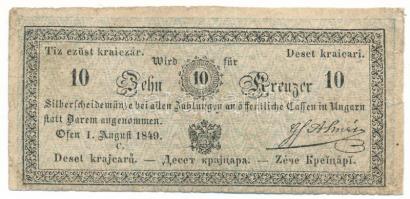 1849. 10kr "Almásy", "C" sorozat T:VG Hungary 1849. 10 Kreuzer "Almásy", with "C" prefix C:VG Adamo G101